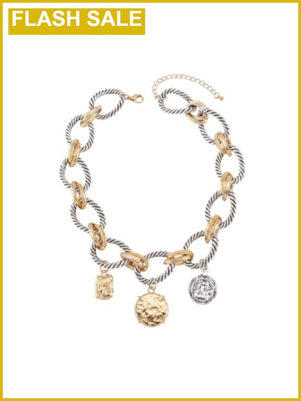 Two Toned Mixed Metal Chunky Chain Necklace Women Statement Jewelry